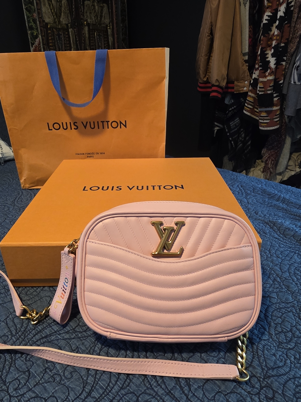 Louis Vuitton Light Pink Quilted Camera Crossbody with Gold LV